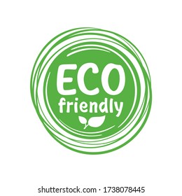 Eco friendly stamp (badge) for clean production, healthy and natural food products, cosmetics or technology packaging marking - green eco circular emblem