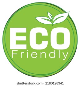 Eco friendly stamp icons Vector illustration with Green organic plant leaf. Eco friendly green leaf label sticker. 2d vector illustration.