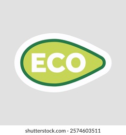 Eco friendly sticker in flat design. Green badge with ecological symbol. Vector illustration isolated.