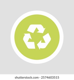 Eco friendly sticker in flat design. Green label recycling and reusable. Vector illustration isolated.