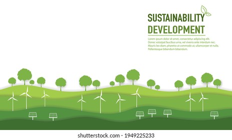 Eco friendly and sustainability development concept with layer of paper cut design, World environment and Ecology, vector illustration