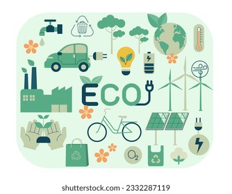 Eco friendly sustainable, Alternative green energy resources, Usable for branding and nature logo, ecology nature element concepts. Vector design illustration.