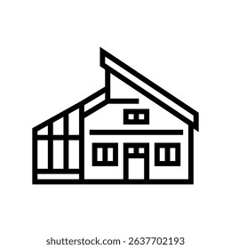 eco friendly sustainable cabin line icon vector. eco friendly sustainable cabin sign. isolated contour symbol black illustration