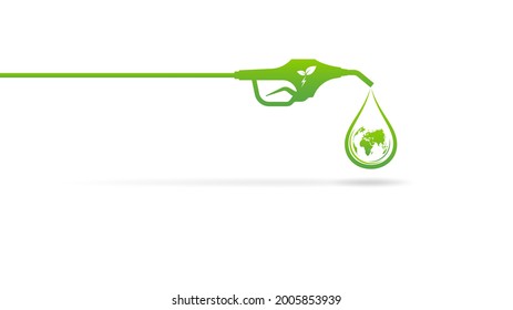 Eco friendly and Sustainable development with fuel nozzle, World environmental day, Vector illustration