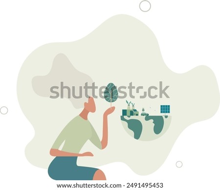 Eco friendly sustainable, help make the world a better place, climate change problem concept.flat design.illustration with people.