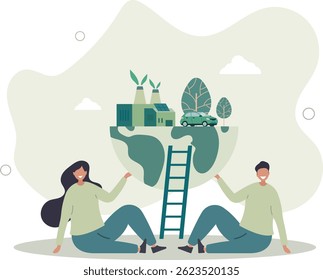 Eco friendly sustainable, People help take care and make this world a better place. character life .