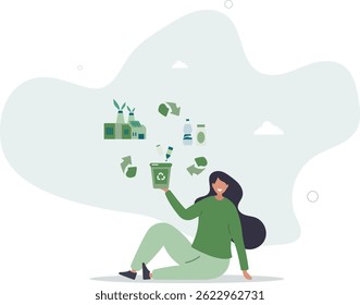 Eco friendly sustainable, Plastic and glass recycling process. character life .