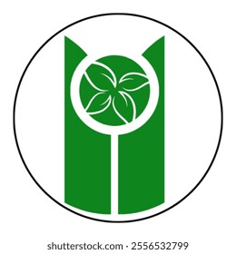 Eco friendly symbol with leaf motif 
