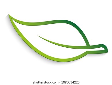 Eco friendly symbol in the shape of a green leaf for wellness products and a healthy lifestyle