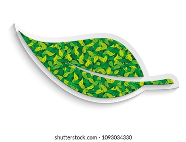 Eco friendly symbol in the shape of a green leaf for wellness products and a healthy lifestyle
