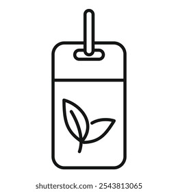 Eco friendly tag with hanging string icon, thin line style