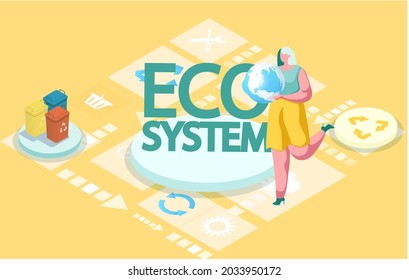 Eco friendly technologies on planet. Environmentally safe power sources, biofuel production, eco smart system and recycling for environmental sustainability. Garbage sorting, waste management concept