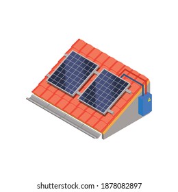 Eco friendly technology isometric with alternative solar energy vector illustration