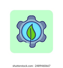Symbol für umweltfreundliche Technologielinie Umweltschutz, Energiealternative, grüner Motor. In: Ecology Concept. Vektorillustration kann für Themen wie Umwelt, Technologie, Innovation genutzt werden