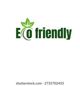 Eco friendly text logo with green leaf elements for sustainability and environmental design.