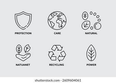 Eco Friendly Thin Line Icons Set Environment Protection And Care