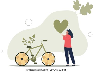 eco friendly transportation. bicycle as an environmentally friendly mode of transport.flat vector illustration.