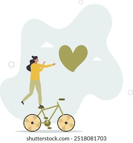 eco friendly transportation. bicycle as an environmentally friendly mode of transport.flat design with people.