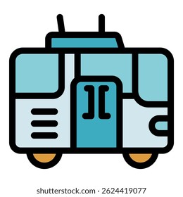 Eco friendly transportation navigating urban environment, offering convenient public transit with open doors