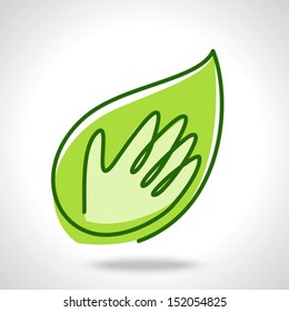 Eco friendly tree in hands illustration