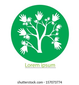 Eco friendly tree hands illustration for greeting card