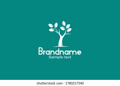 Eco Friendly Tree Logo on Green Background.