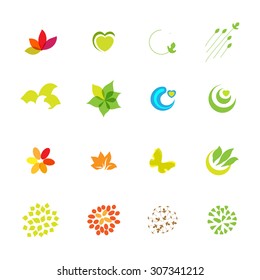 Iconos vectoriales ecológicos. Símbolos de ingredientes naturales para el paquete de comida fresca.