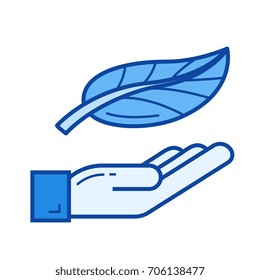 Eco friendly vector line icon isolated on white background. Eco friendly line icon for infographic, website or app. Blue icon designed on a grid system.