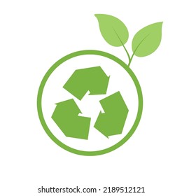 Eco friendly vector logotype with ecology protection and reycling idea. Green planet environment concept design icon