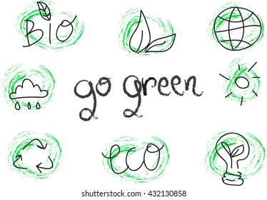 Eco friendly vector set go green