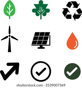 ECO amigável vetor silhueta gráficos conjunto de elementos de recurso 