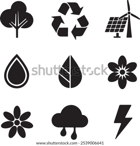 ECO friendly vector silhouette graphics resource elements set
