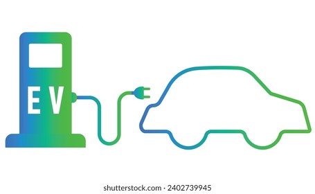  Eco friendly vehicle concept. Green hybrid vehicles charging point logo.