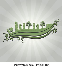 eco friendly village, vector
