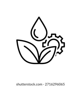 eco friendly water conservation icon with gear and leaves