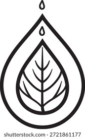 Icono respetuoso del medio ambiente de la gota de agua. Símbolo de hoja de protección de Naturaleza. Gráfico de Vector de concepto de recurso líquido sostenible.
