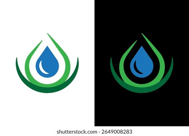 Eco Friendly Water Drop Leaf Logo Design