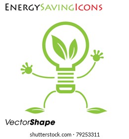 Eco friendly waving light bulb, energy saving concept, vector illustration