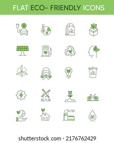 eco friendly web icon set, Set of ecology flat icons