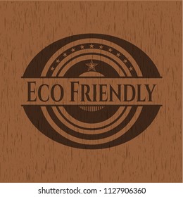 Eco Friendly wooden emblem. Retro