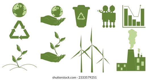 El concepto de "mundo ecológico". Establece iconos de la concepción de Energía Verde. Salven el planeta.
