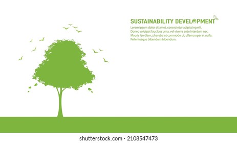 Eco friendly, World environment, Earth day and sustainable development concept with green tree, vector illustration