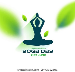 eco friendly yoga day event poster, woman in yoga body posture vector