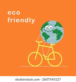 Eco friendly,globe sits on a bicycle