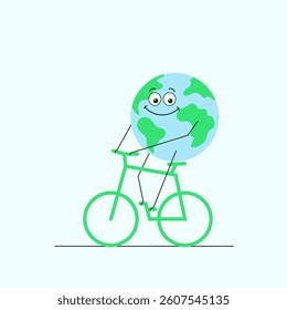 Eco friendly,globe sits on a bicycle
