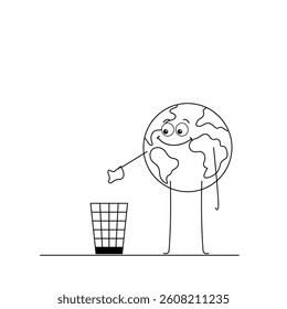 Eco friendly,illustration of the earth collecting trash