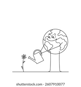 Eco friendly,illustration of earth watering a flower