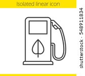Eco fuel concept linear icon. Thin line illustration. Petrol station contour symbol. Vector isolated outline drawing
