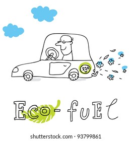 Eco fuel; ecology and environment protection, vector drawing ; isolated on background.