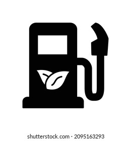 Eco fuel Icon in black flat glyph, filled style isolated on white background